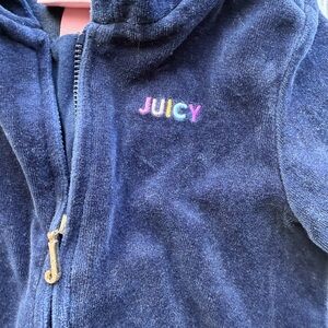 Juicy Couture Kids Navy Velour Hoodie - Pink Label